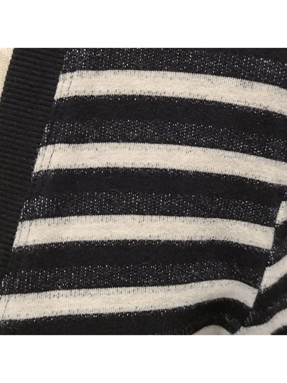 Cable and Gauge blk, grey & WHT striped cardigan